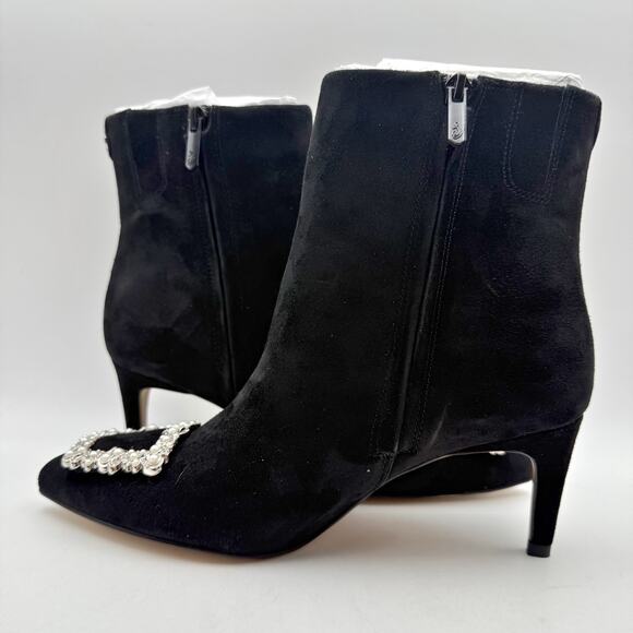 Sam Edelman Womens Ulissa Luster Ankle Bootie US 7.5 Black Suede Rhinestone NWOB - Picture 8 of 14